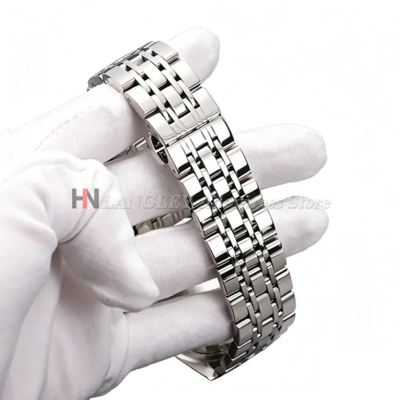Elegant Curved End Stainless Steel Watch Strap - Business Bracelet in Various Sizes