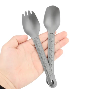 Dessert Salad Fork Spoon Titanium Tableware Picnic Utensils Spoon Fork Outdoor Travel Camping Supplies