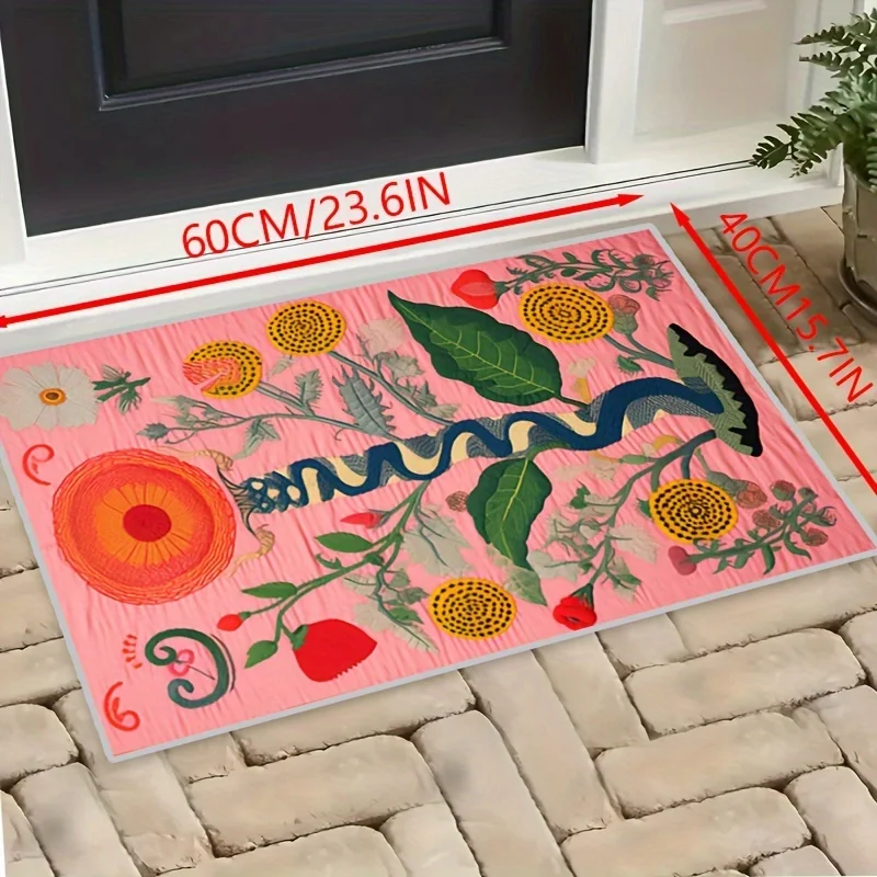 Pink Print Mat VIKAMA Pink Flower Print Floor Mat, For Kitchens, Corridors, Bedroom ...