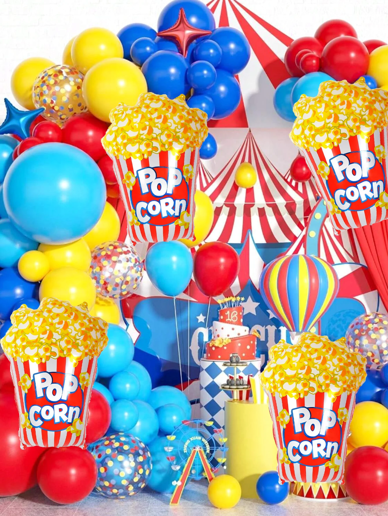 Popcorn-Themed Party Balloons - Perfect for Birthdays, Carnivals, and Circus Decorations
