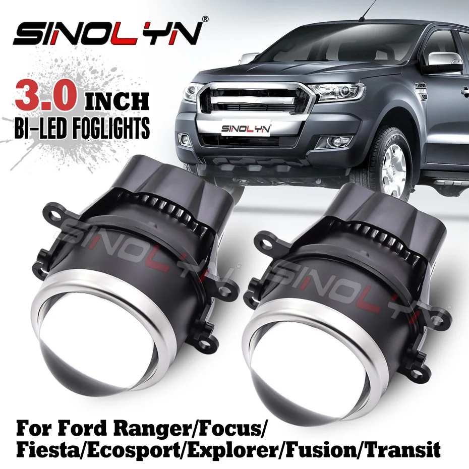 Sinolyn bi led nebels chein werfer ptf für ford focus mk2  mk3/fiesta/ranger/smax/fusion/eco sport/transit led projektor nebel linse  rretro fit - AliExpress