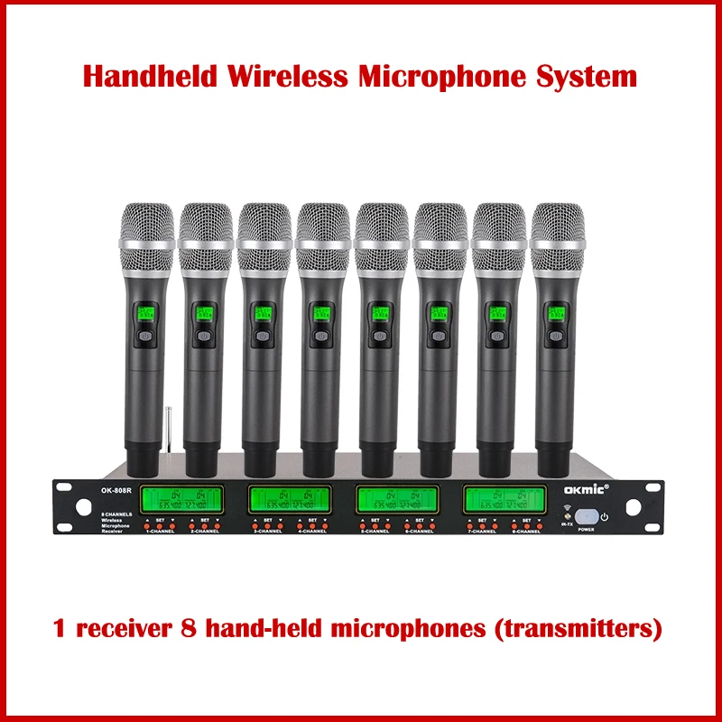8 Personal Uhf Professional Eight Channel Handheld Wireless Microphone