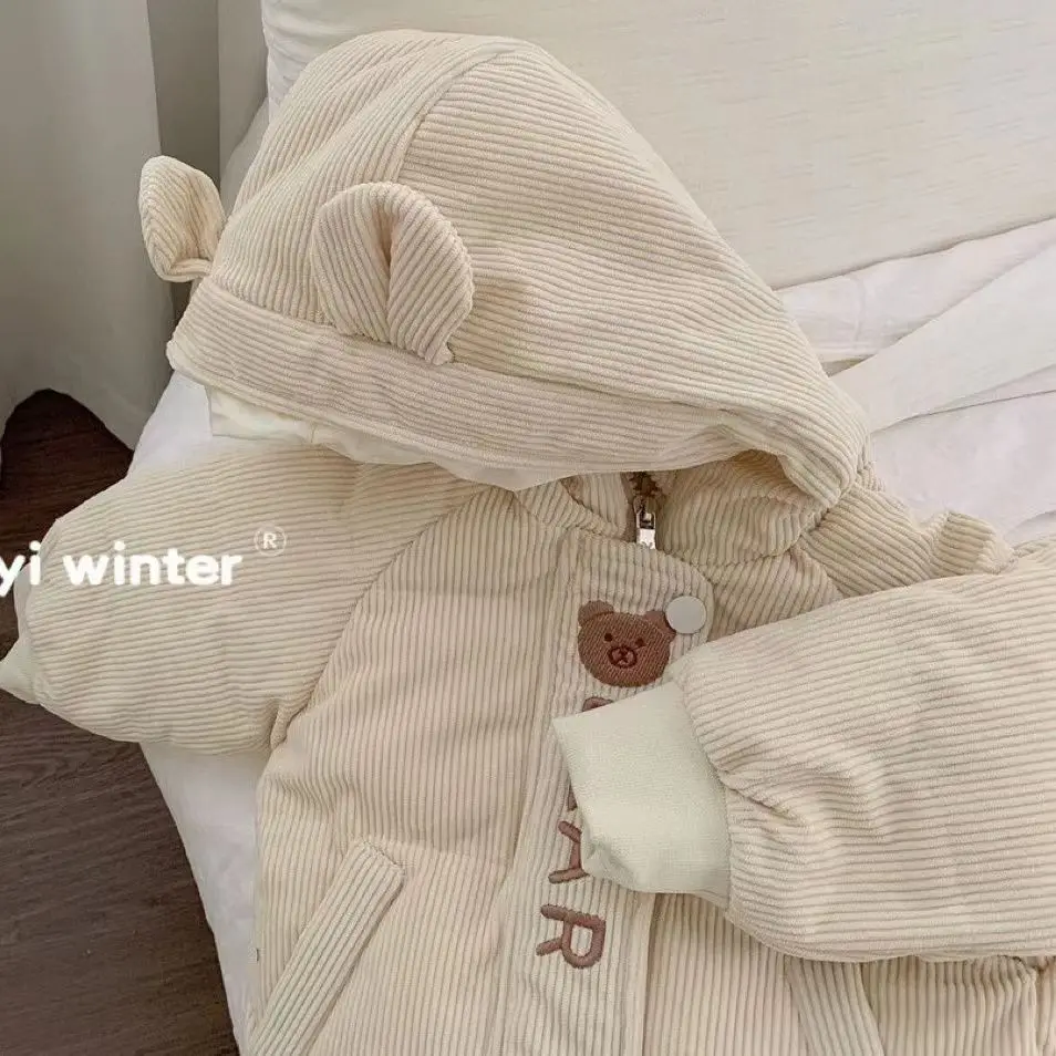 Children's Cartoon Cotton Jacket New Boys' and Girls' Hooded Cotton Jacket for Infants and Toddlers Coat Autumn Winter
