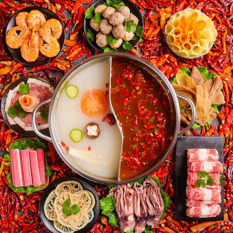 304 Stainless Steel Chinese Hot Pot Thicken 2 In 1 Divided Hotpot with  Glass Cover Kitchen Nonstick Cooking Pan Induction Cooker - AliExpress