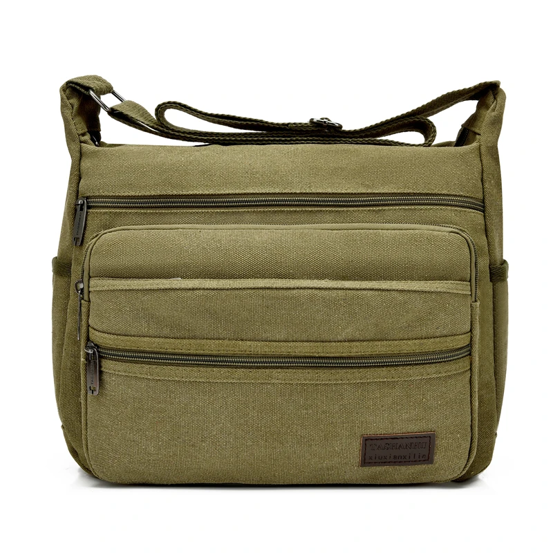 Men's Luxury Canvas Sling Bag – Casual Crossbody Travel Messenger with Multi Pockets and Large Capacity