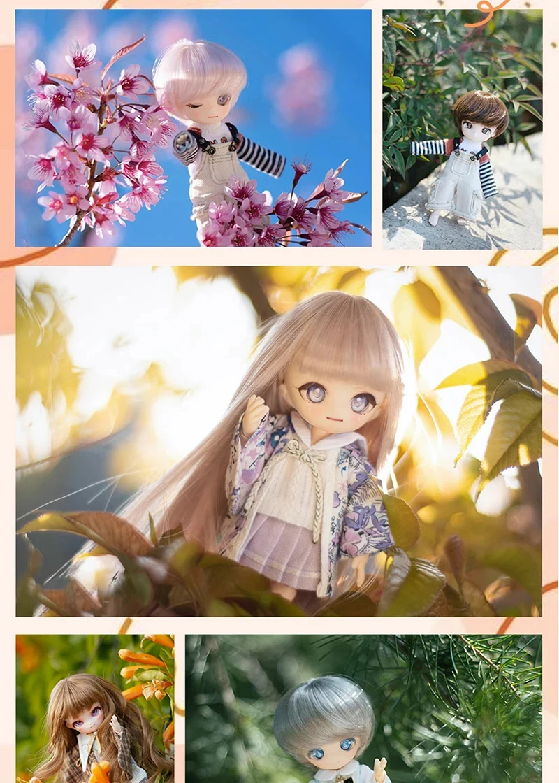 Ob11 Wig Soft Cute Curly Bangs Wavy Hair Long Straight Hair Short Hair Multi-Color for 1/12 Bjd, Gsc ,Ymy Head Doll Accessories