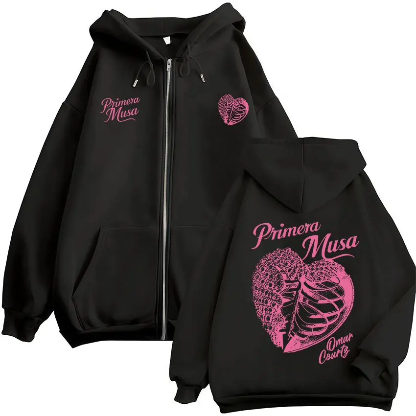 Omar Courtz Primera Musa Album Tour Zipper Hoodies Männer Frauen Mode Zip Up Kapuzen Sweatshirts Hip Hop Übergroße Pullover Mäntel