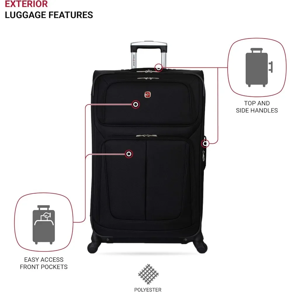 SwissGear Sion Softside Expandable Luggage, Black, Checked-Large 29-Inch