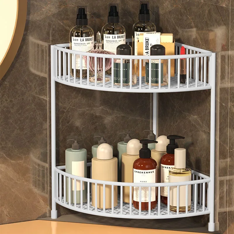 

Angle Organizer for Bathroom Multilayer Height Bathroom Rack Carbon Steel Material Makeup Organizer Rounded Corner Bottle Rack