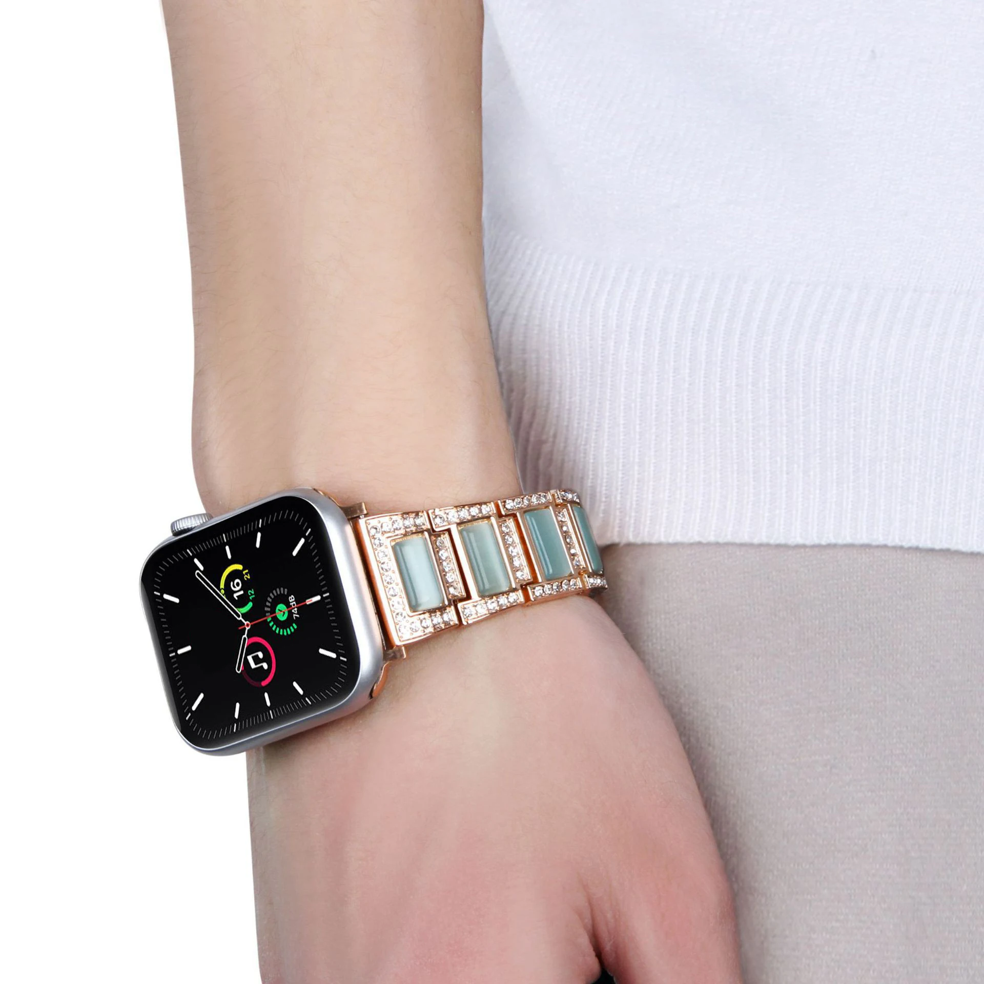 2025 hochwertiges, luxuriöses, mit Diamanten besetztes Edelsteinarmband für Apple Watch Ultra1/2 49 mm S10/S9/S8/S7-S3 für iwatch Serie 46/45/44/42 – Detail 13