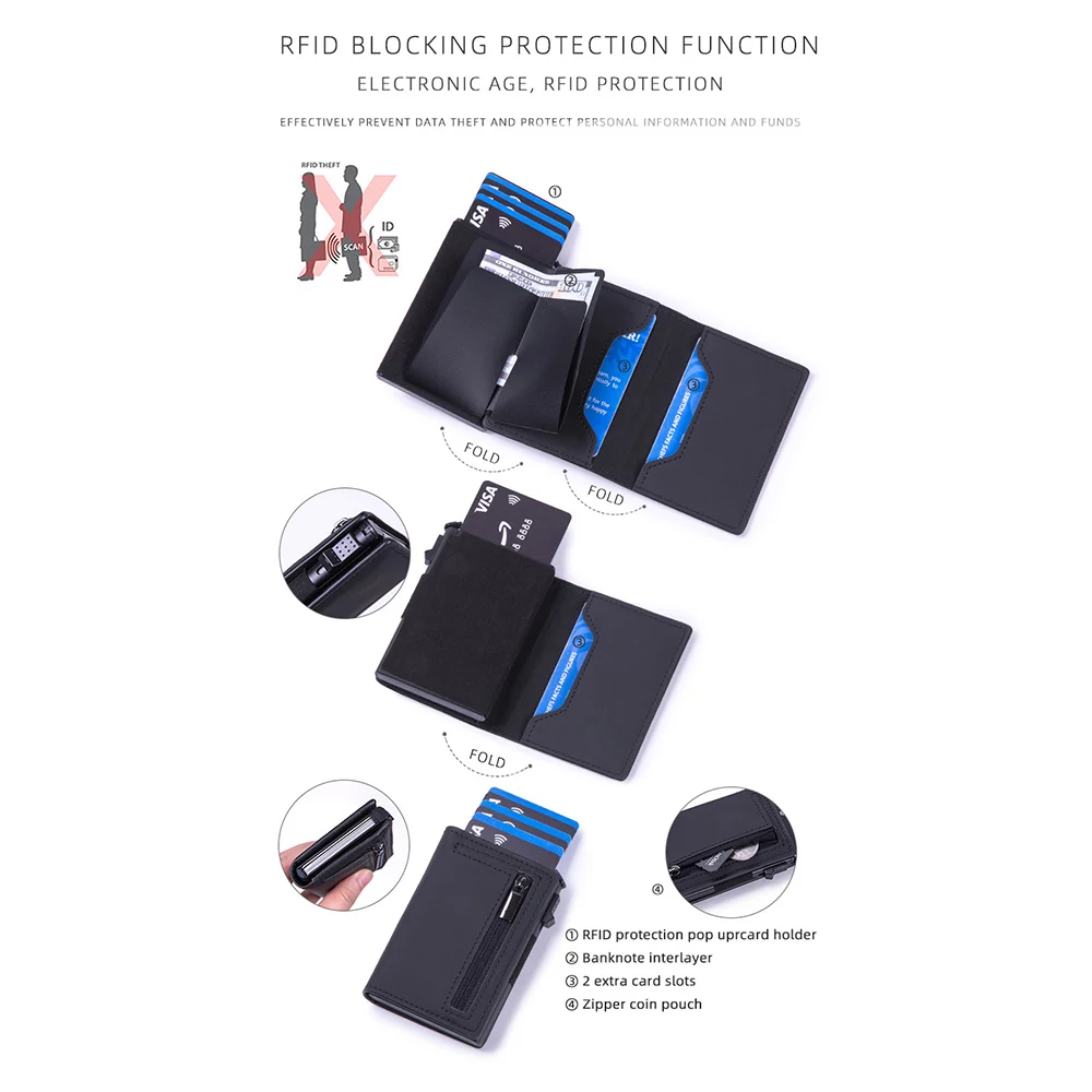 Neue Luxus Multi-Card Slot männer Karte Tasche Rfid Blocking Leder Kreditkarte Halter Praktische Minimalistischen Bank Karteninhaber fall – Detail 3