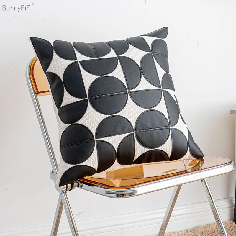 

Чехол для подушки из искусственной кожи, наволочка в стиле пэчворк для дивана, кресла, кровати, украшение для дома, 45 х45 см, зеленый оранжевый коричневый черный