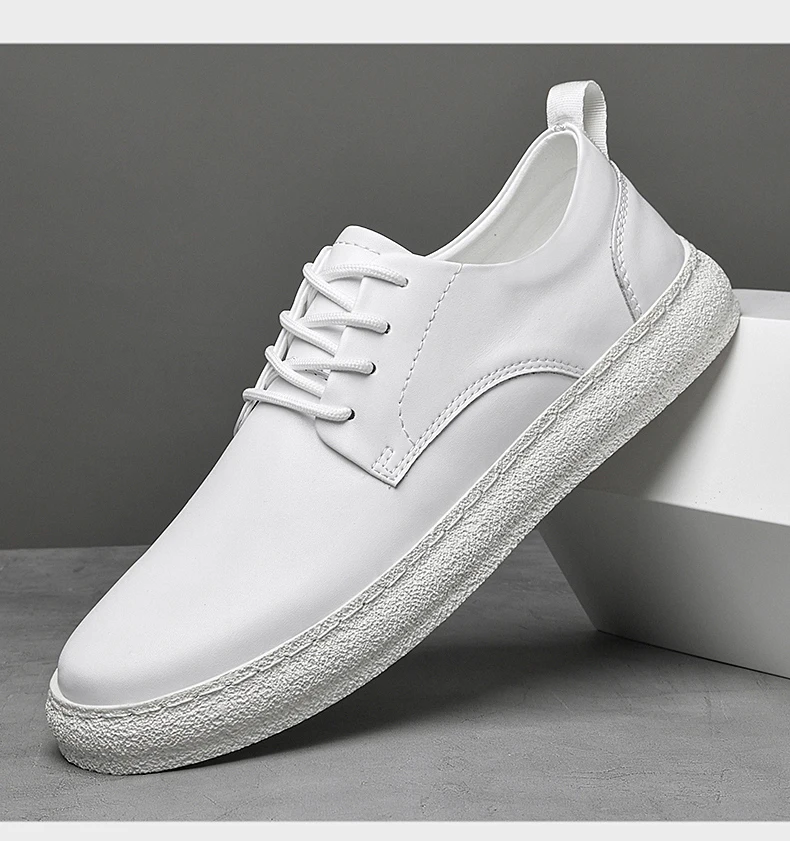 Männer Echtes Leder Lift Turnschuhe Aufzug Schuhe Schwarz Höhe Zunehmende Sport Männer Flache/5 cm Weiß Casual Schuhe mokassins – Detail 24