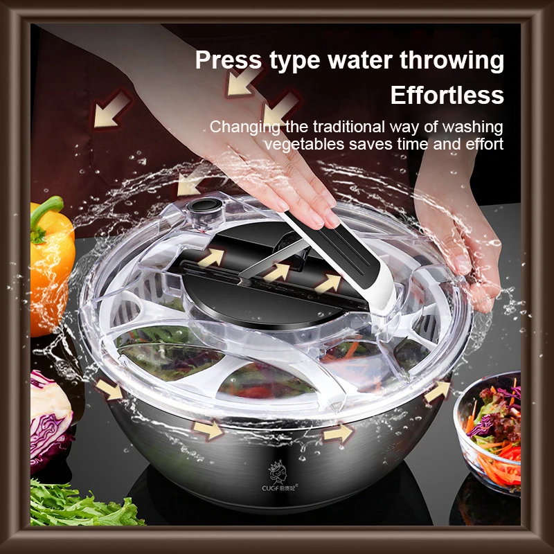 

Creative Salad Fruit And Vegetable Centrifuge Stainless Steel 2023 New Vegetable Fruit DryerDehydrator Kitchen Accessories
