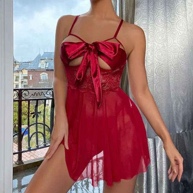 Babydoll Donna In Pizzo Sexy - Lingerie Elegante Con Design Aperto, Perfetta Per Serate Speciali