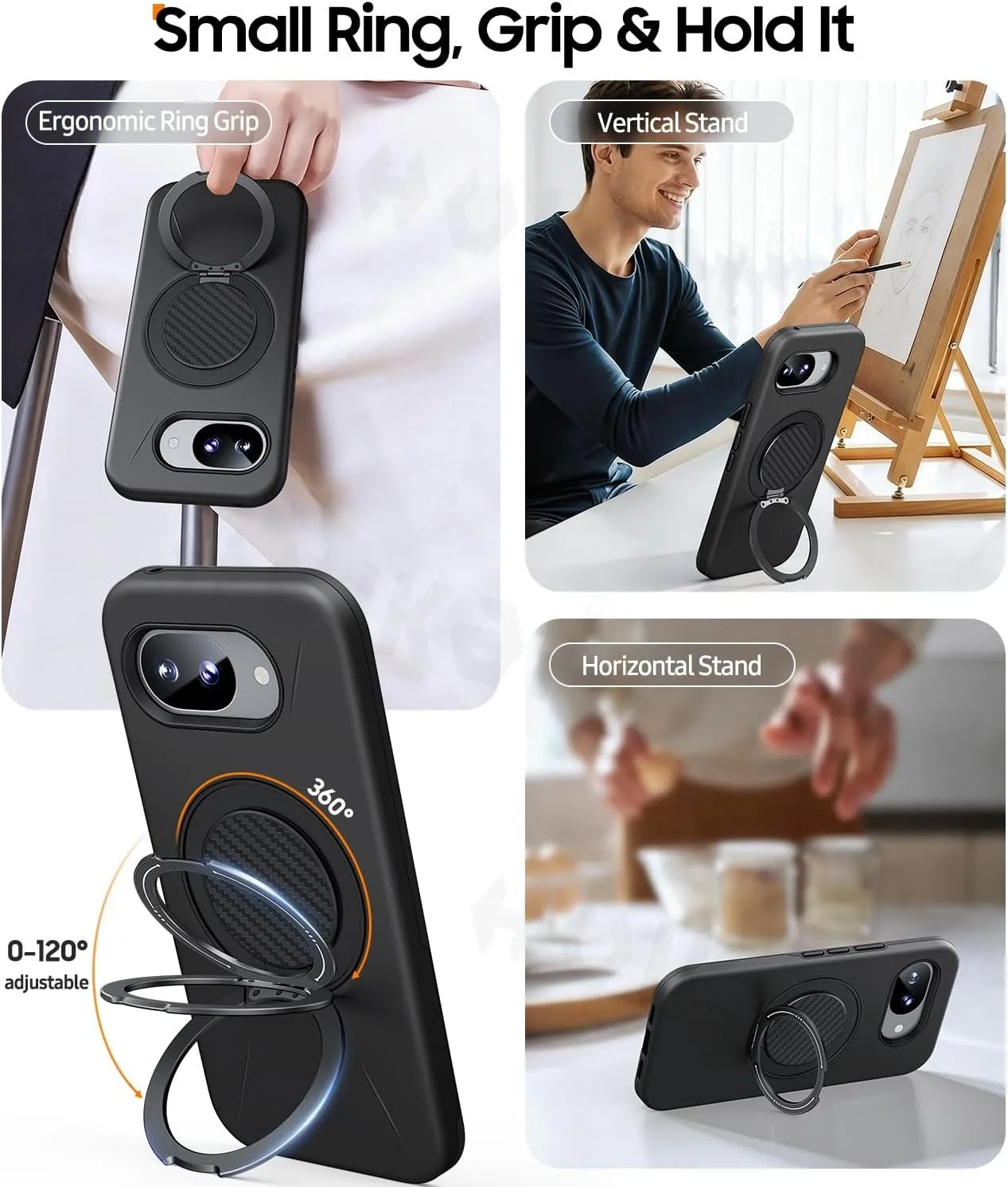 Dual Layer Magnetic Shockproof Protective Case with Ring Holder Kickstand