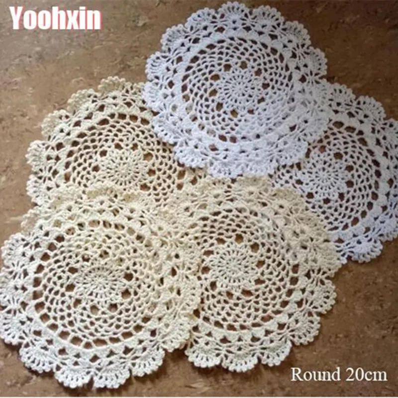 

20CM Round Lace Cotton Table Place Mat Pad Cloth Crochet Placemat Drink Cup Mug Tea Coffee Glass Coaster Dining Doily Kitchen