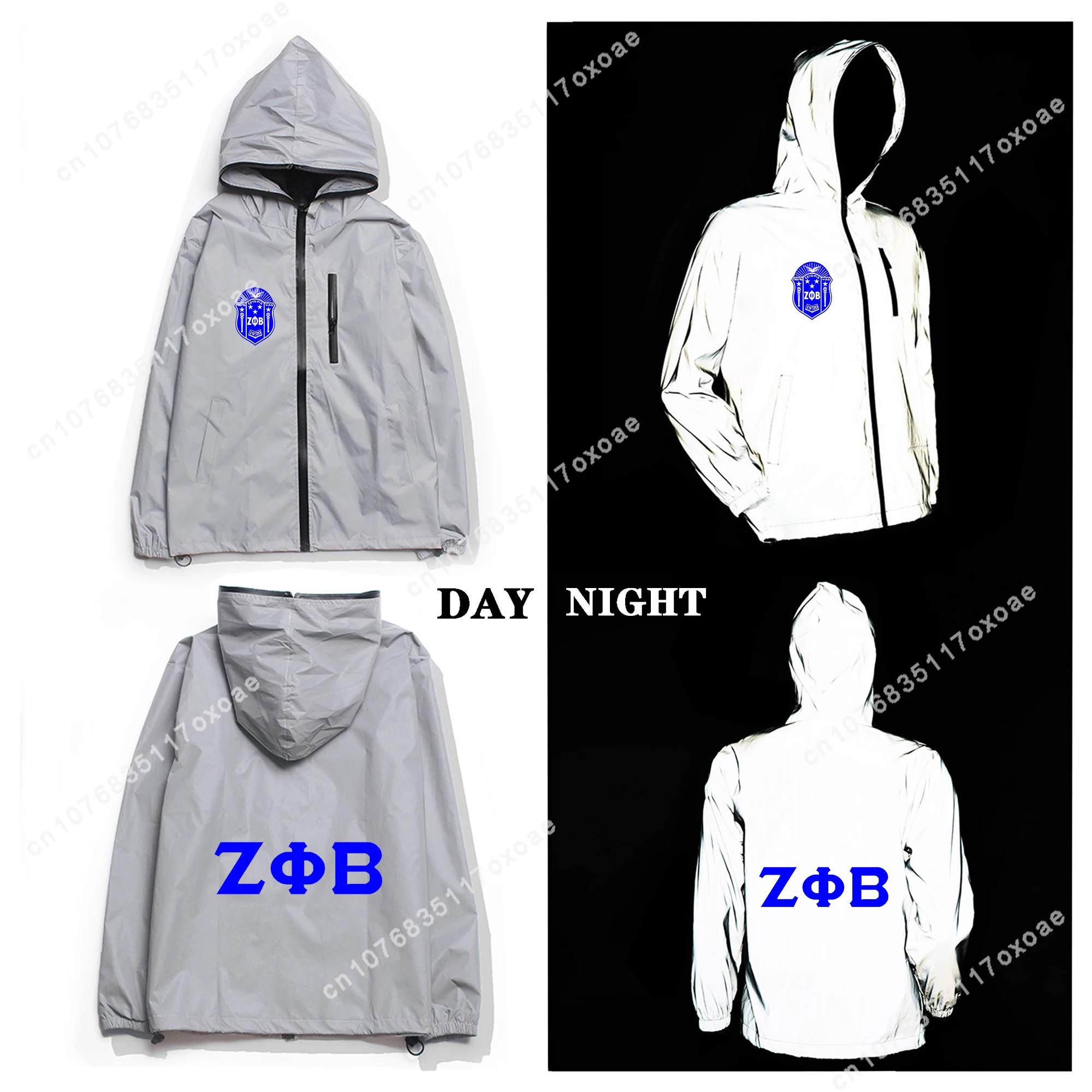 

zeta Sorority ZPB 1920 Reflective Jacket Mens Womens phi beta Coat Hooded Windbreaker Pocket Jackets customization Hoodie