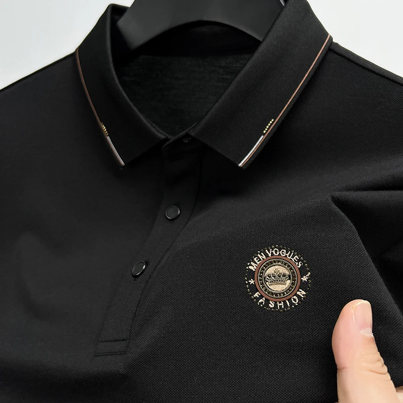 

High End Brand Designer Summer 2024 New Men's Embroidered Hot Diamond Cotton Polo Shirt Trend Breathable T-Shirt Men's Clothing