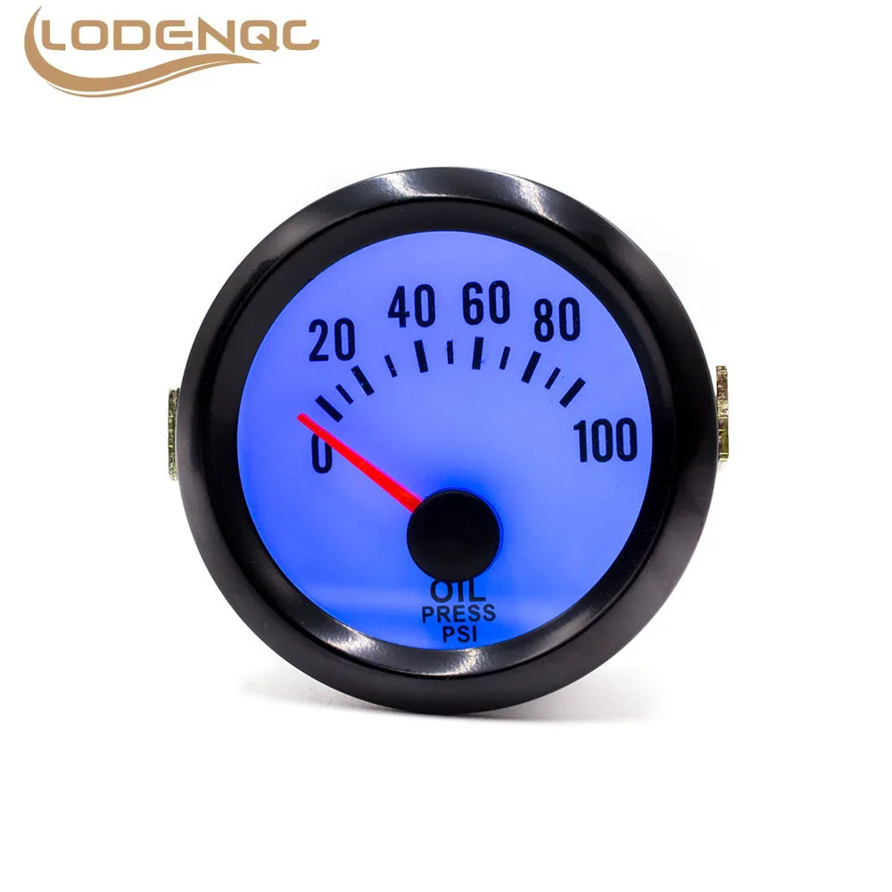 Black 2 Inch 52mm Oil Press Gauge 0100 Psi Oil Pressure Gauge Blue Led