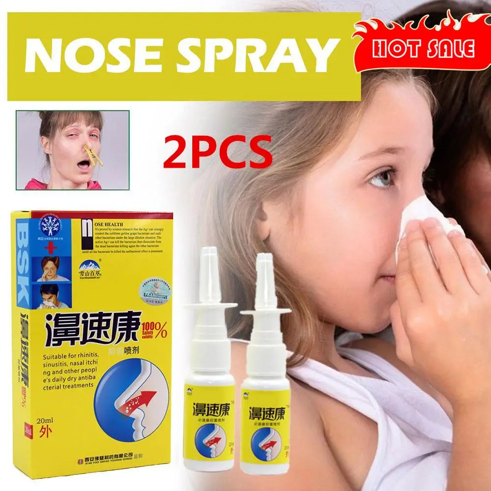 

2 PCS Chinese Traditional Herb Nose Spray Treatment Rhinitis Sinusitis Nasal Drops Congestion Itchy Allergic Nose Care