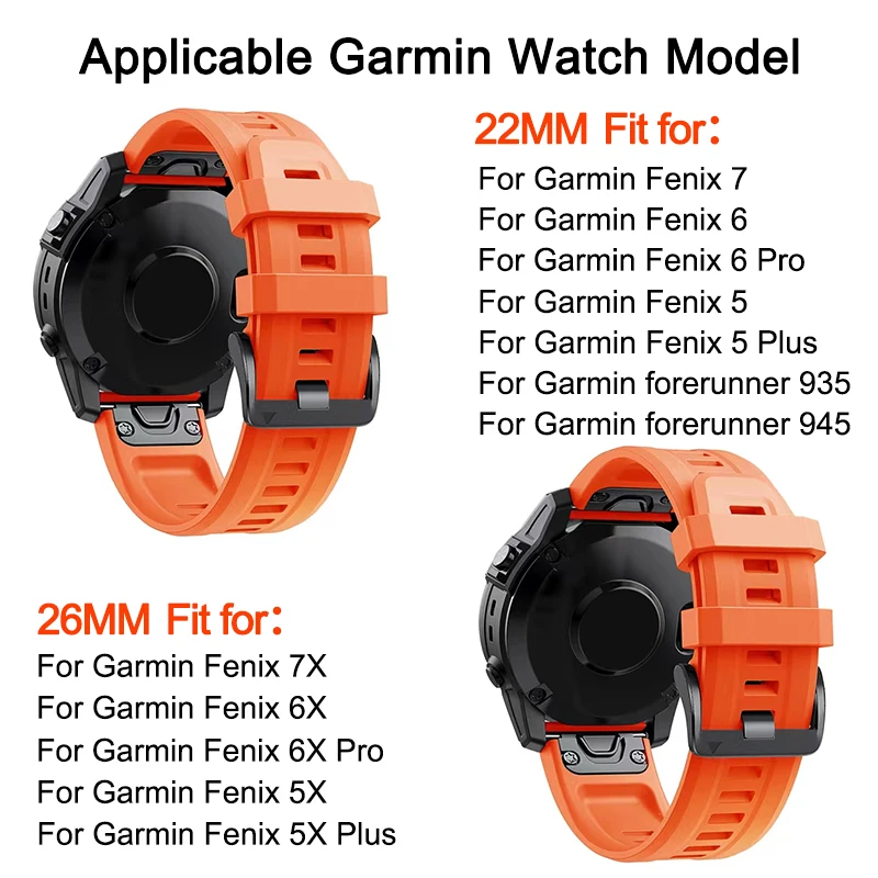 Bracelet Silicone 22mm Pour Garmin Fenix 7 Pro 2 / Fenix 6 Pro - Neuf Avec étiquettes