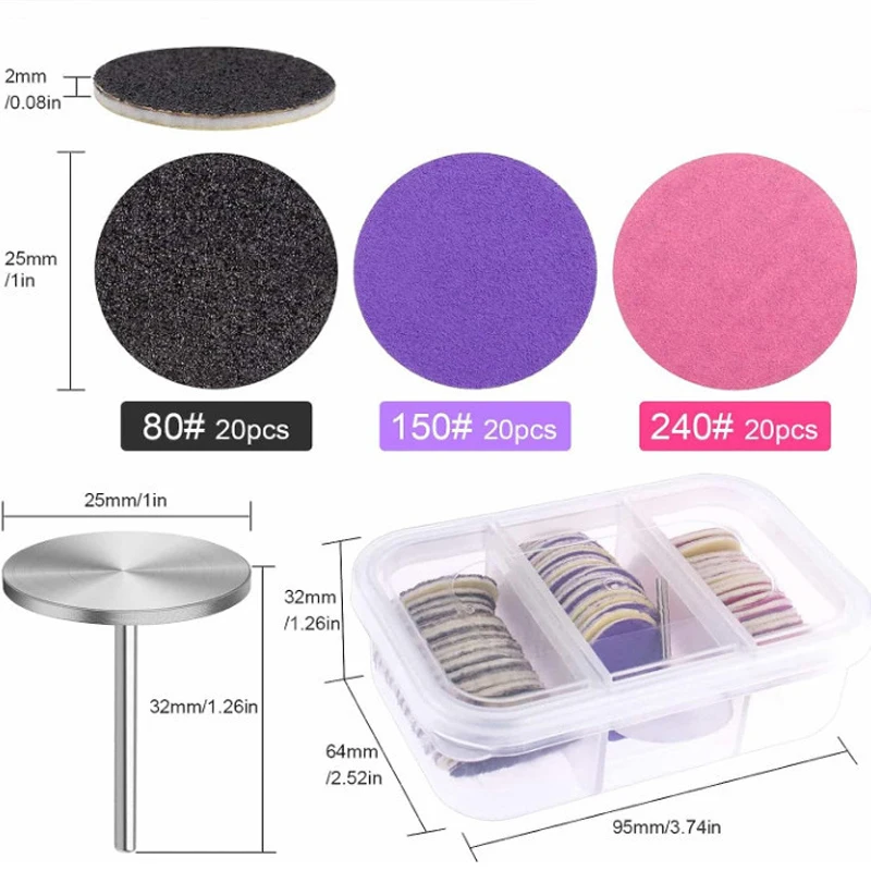 15/20/25/35MM Replaceable Sandpaper Disc Foot Dead Skin Calluse Remove Cuticle Files Foot Electric Rotating Pedicure Tools