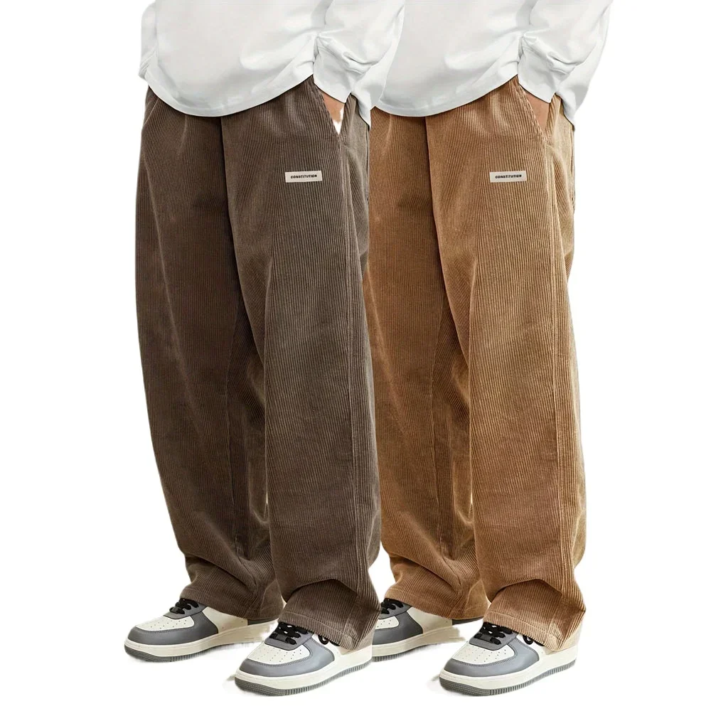 Corduroy pants men clothing Sweatpants Loose-Fit Casual Pants man baggy hosen Regular Length Trousers men cargo pants women 6