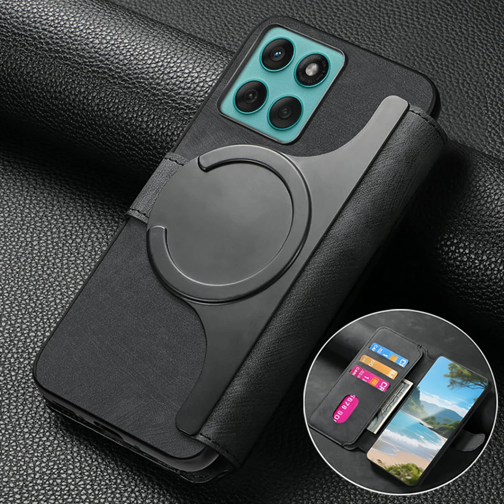 Leather Wallet Flip Case with Magnetic Closure - 2-in-1 Design