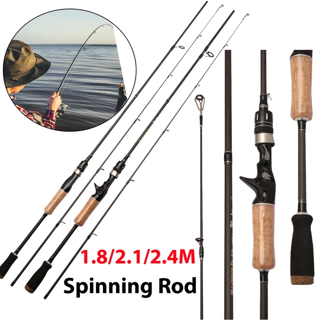 1.8/2.1/2.4M Soft Fishing Rod 8-15lb Fast Ultralight Spinning Casting Rod 2  Sections