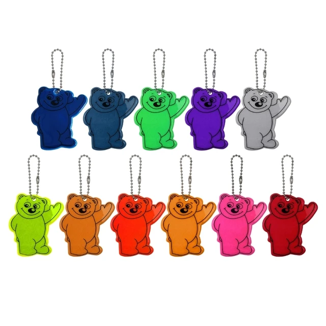 Kind Sicherheit Reflektoren Schlüsselanhänger Stilvolle Reflektierende Bär  Getriebe Rucksäcke Kinderwagen Jacken Sicher Reflektor Keychain - AliExpress