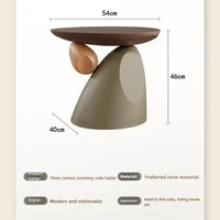 Table basse d'angle, table d'appoint ronde minimaliste moderne avec un design d'équilibre unique, table d'appoint en résine peu encombrante pour le salon 6