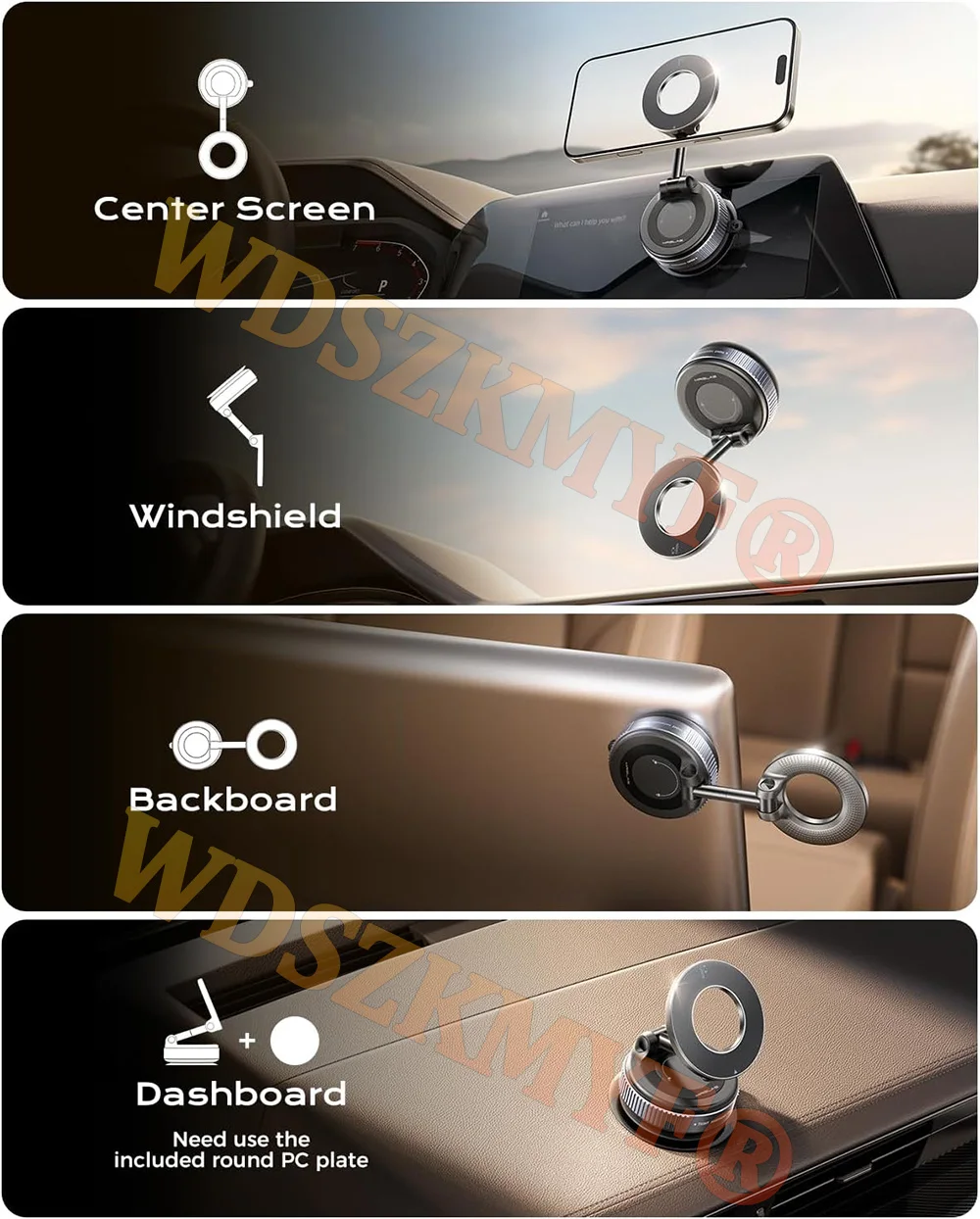 Vacuum/Drip Gel Magnet Phone Bracket Multi-angles Adjustment Strong Magnetic Suck Foldable Car Holder For Navigation Stand