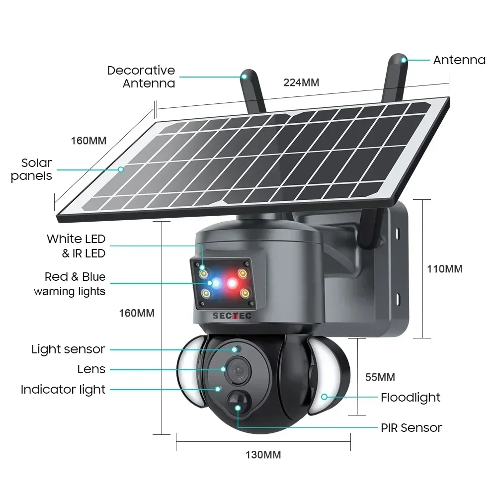2023년 트렌드 인기 상품 가정용 실외 네트워크 카메라 4MP 보안 시스템 무선 와이파이 4G 태양광 감시 카메라