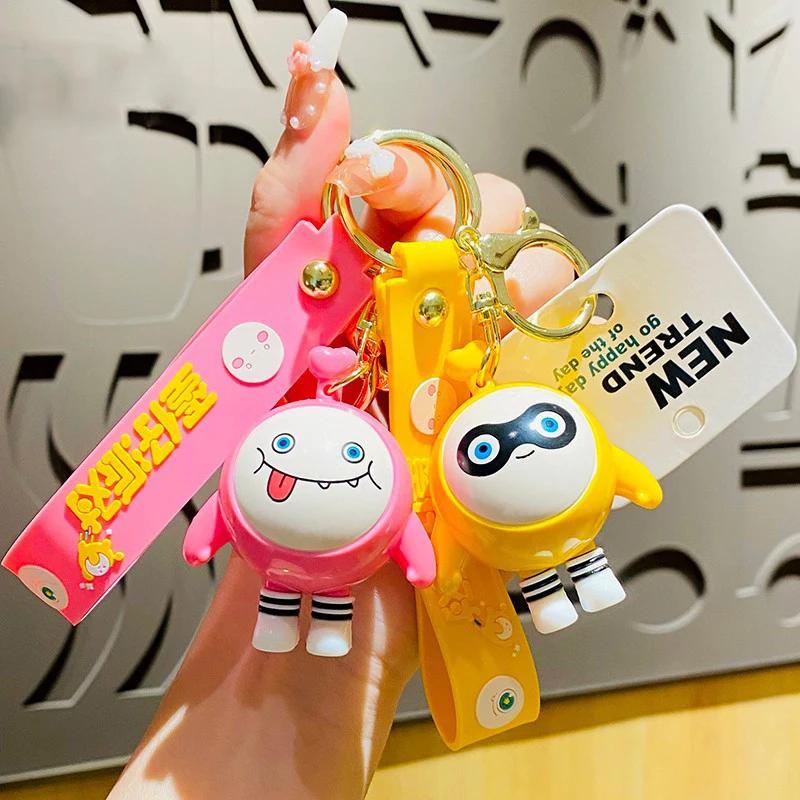 Cute Egg Party Villain Hand Rope Car Charm Portachiavi Per Chiavi Cartoon Bad Guy Egg Doll Bag Ciondolo Portachiavi Giocattoli Coppia Regalo Per Bambi