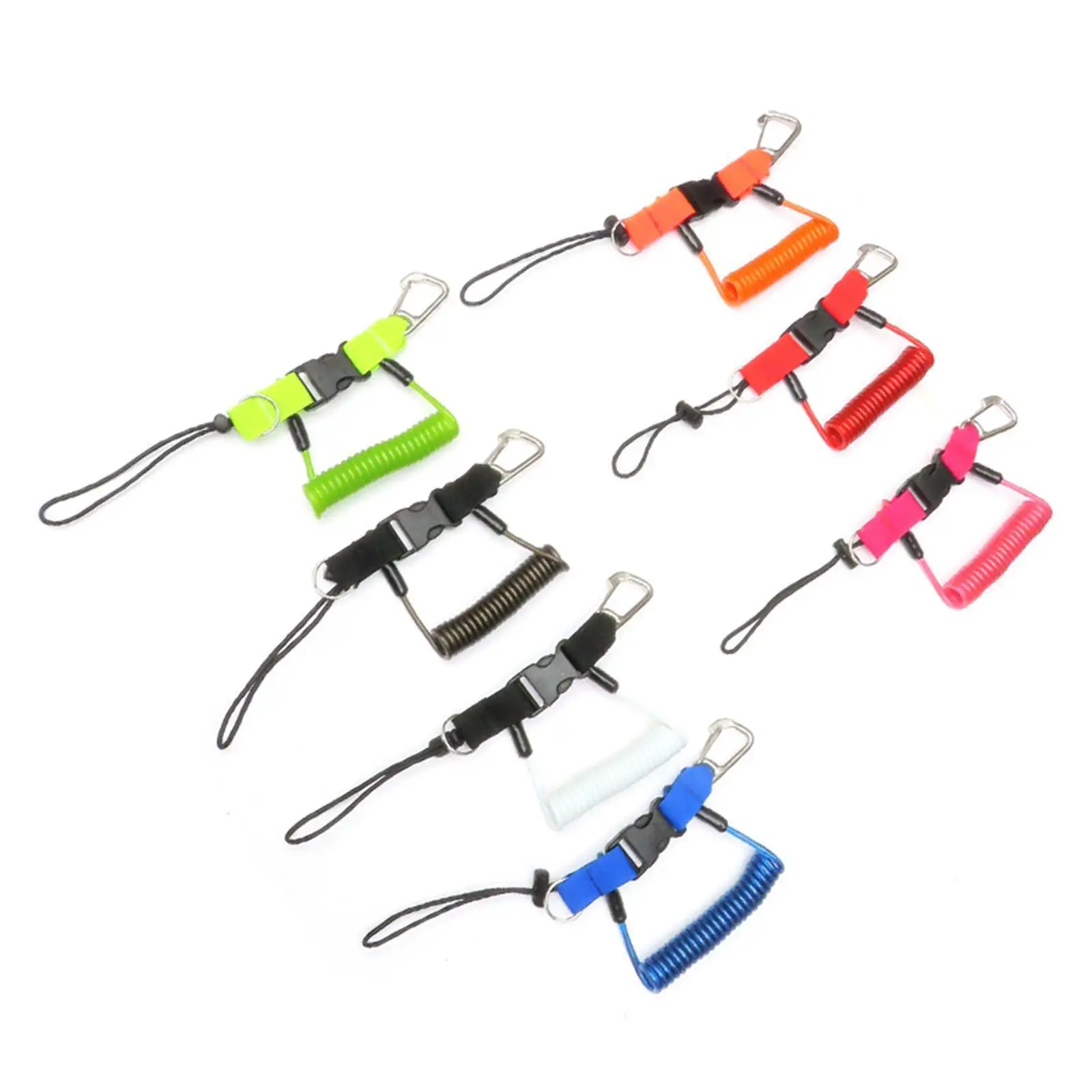 Scuba Safety Diving Lanyard Coil Rope with Quick Release Buckle Red 2