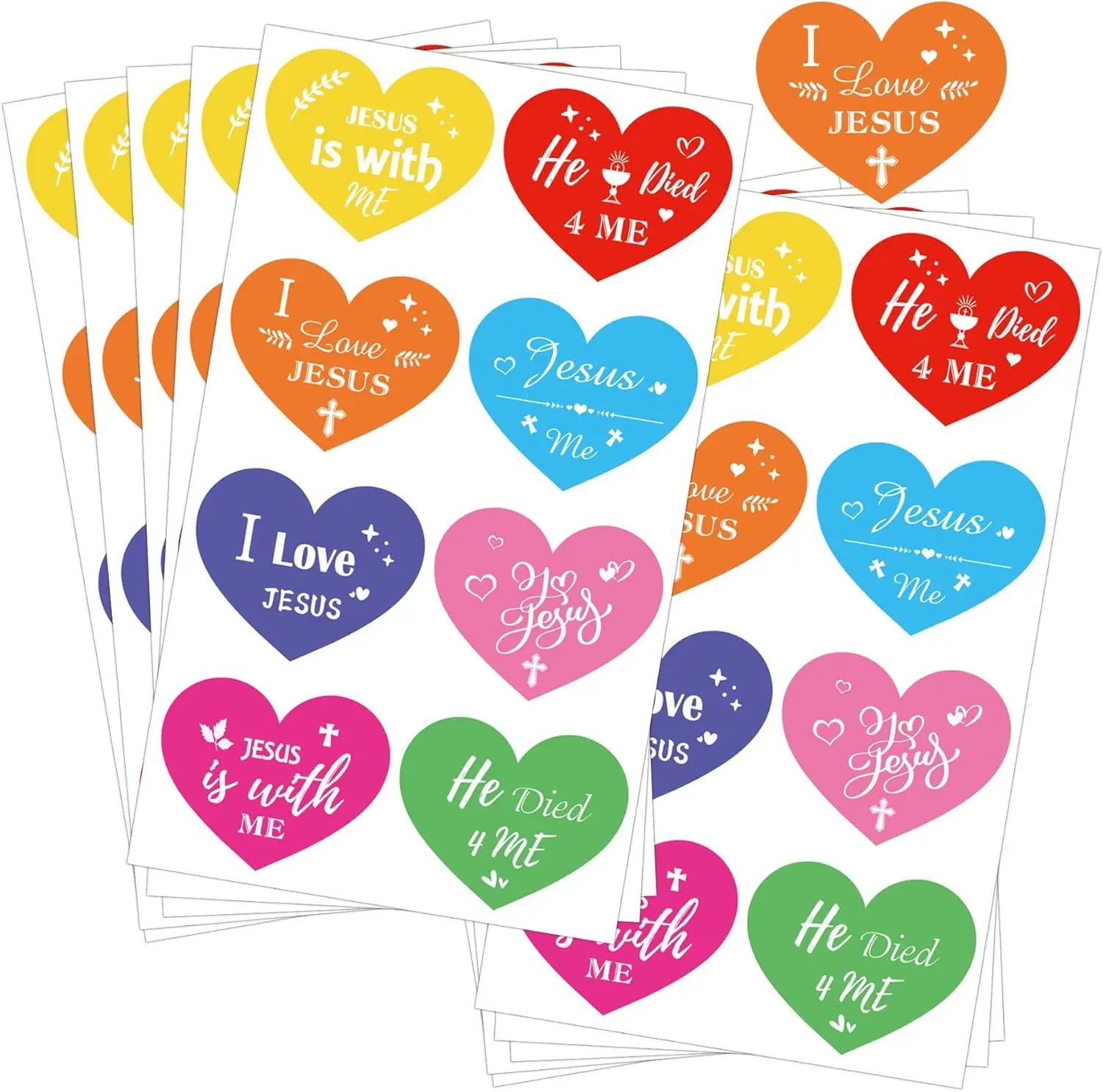 Jesus Label Jesus Loves You Stickers 1000pcs Heart Educational Christian Religious ...