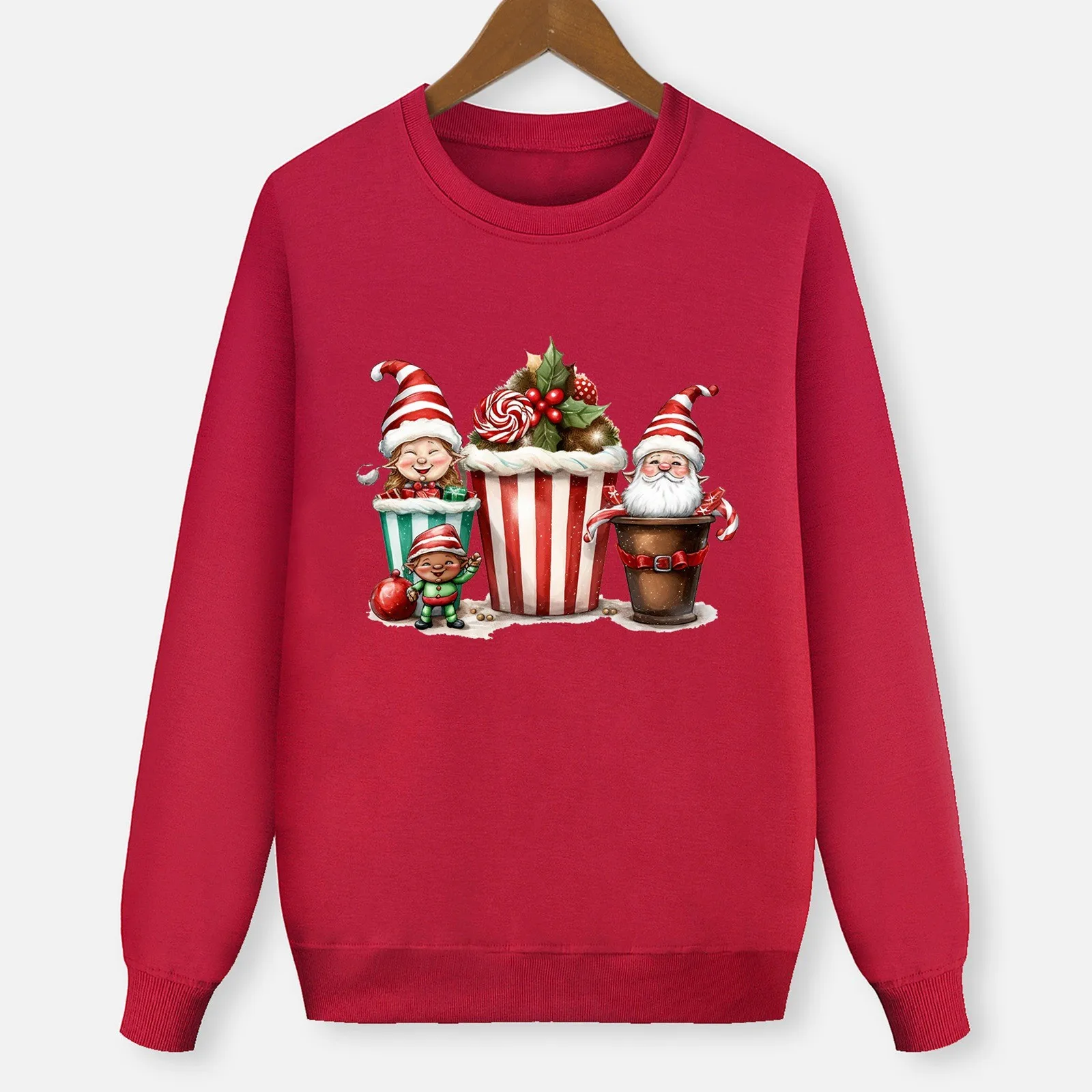 Pijamas navideños familiares, sudadera con capucha y manga larga con estampado, blusa, atuendo a juego para la familia para las vacaciones de Navidad