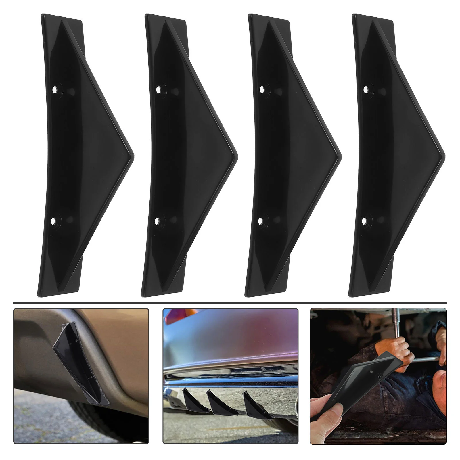 

Car Modified Chassis Spoiler Rear Lip Small Surround Decoration Corner Guard Lower Parts (black Curved Set)
