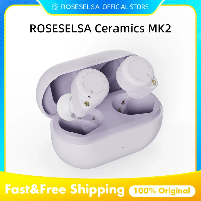 ROSESELSA Ceramics MK2 TWS Earbuds 40dB ANC Hi-Res LDAC\IPX4 45H Playtime HD Mics Game Mode Dual Device Connectivity