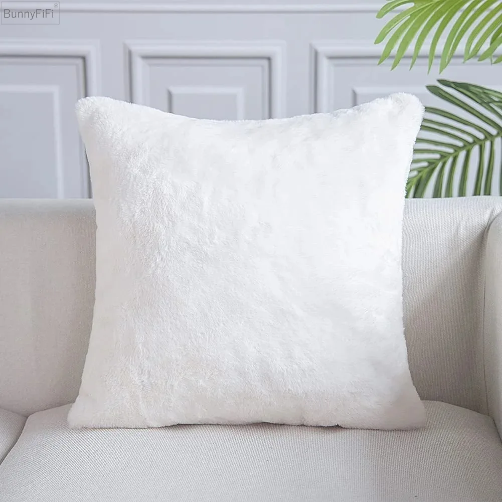 Наволочка из искусственного кроличьего меха, декоративная наволочка для дивана, декоративная подушка для гостиной, высококачественные белые наволочки для подушек