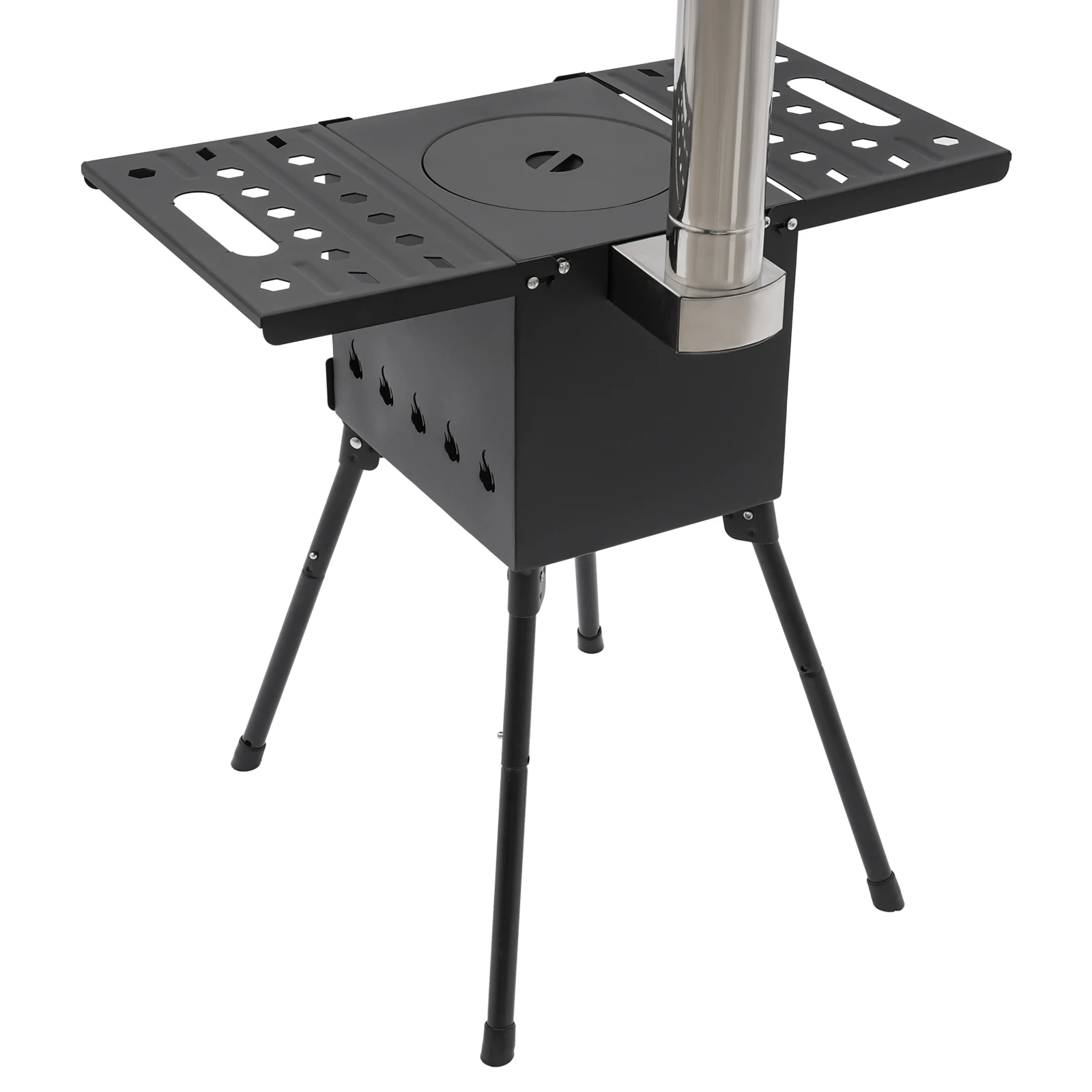 Holzkohle Klappkocher aus Edelstahl – Tragbarer Campinggrill