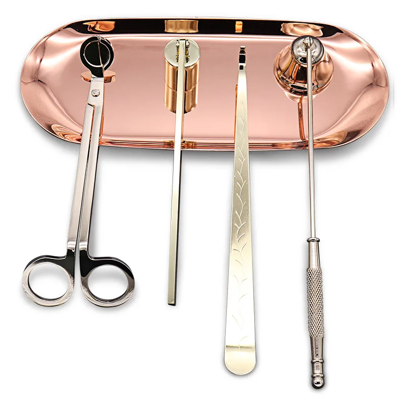 Wick Trimmer Stainless Steel Candle Cutter Oil Lamp Trim Scissors Cover Tool Extinguisher Horn Shape Accessories