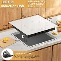 Karinear Plaque Induction 4 Feux avec Fiche, 59CM Encastrable Plaque de Cuisson, Verre Blanc, 3500W, Zones combinées, commandes à curseur, 9 niveaux de puissance, 240V 2