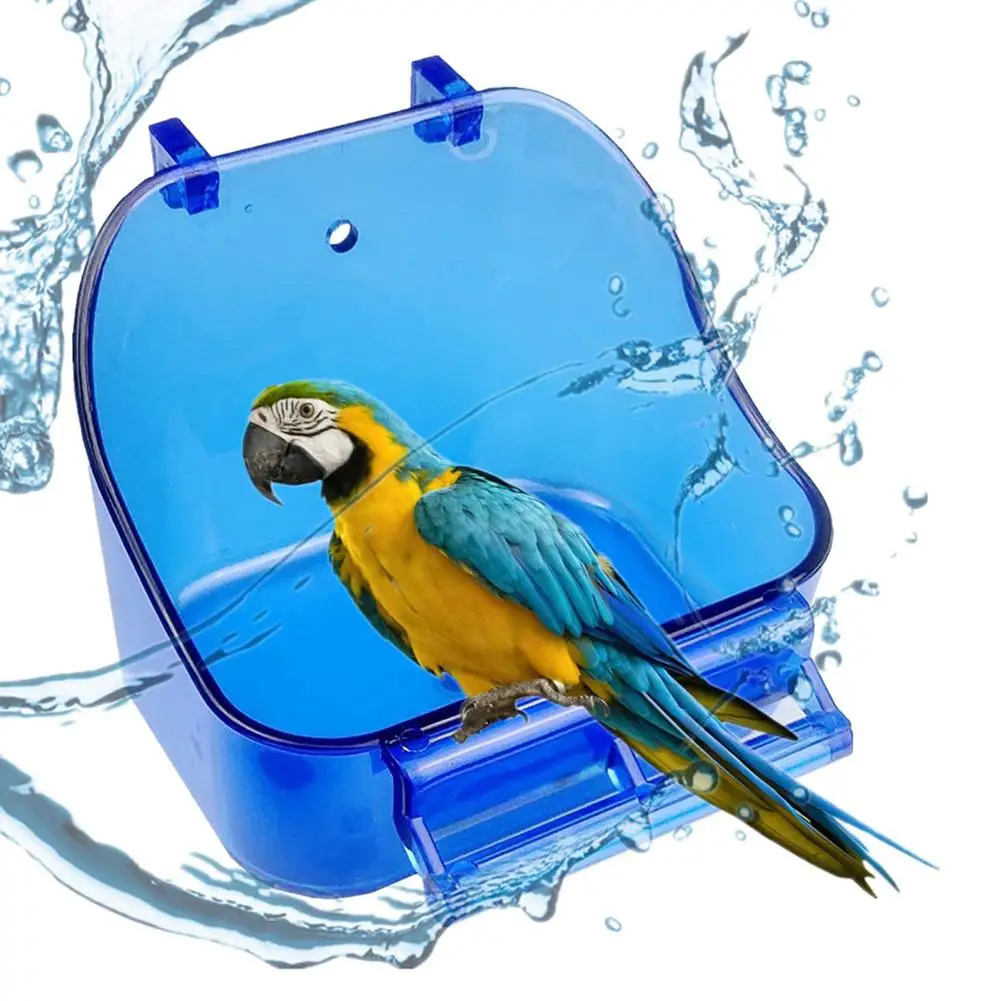 Nuova Vasca Da Bagno Per Uccelli Mangiatoia Per Uccelli Trasparente Gabbia Appesa Contenitore Per Alimenti Per Doccia Accessori Per Uccelli Per Canari