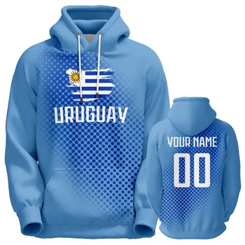 Sudadera con Capucha Uruguay Personalizada: Nombre y Número para Hombres, Mujeres y Jóvenes - Cálida Otoño/Invierno S-5XL