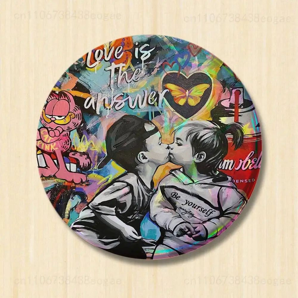 Street Graffiti Art Round Cosplay Pin - Unique Collector's Brooch Souvenir Badge Gift