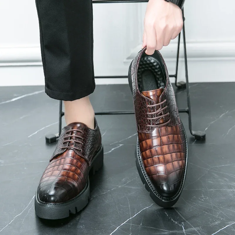 

Мужские классические туфли-оксфорды ZOCI, Кожаные Деловые туфли на шнуровке, обувь на толстой подошве в английском стиле