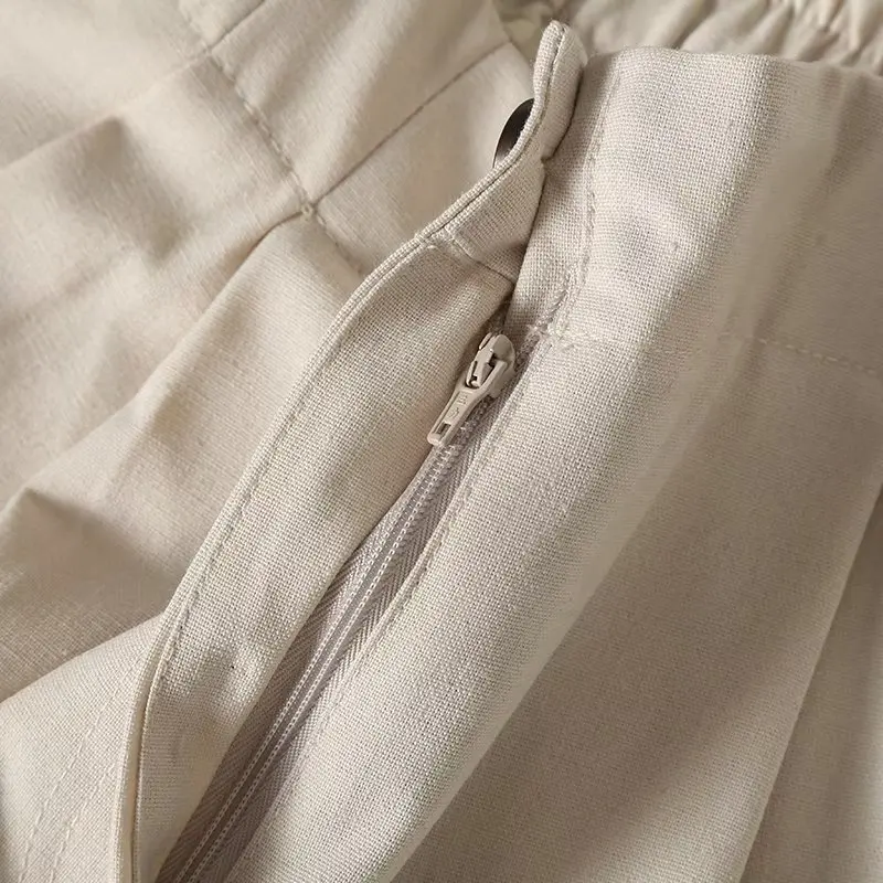 Dave&Di Japanese Style  Multi-Color Loose Simple Casual Pleated Pants High Waist Cotton Linen Commuter Trousers Ladies
