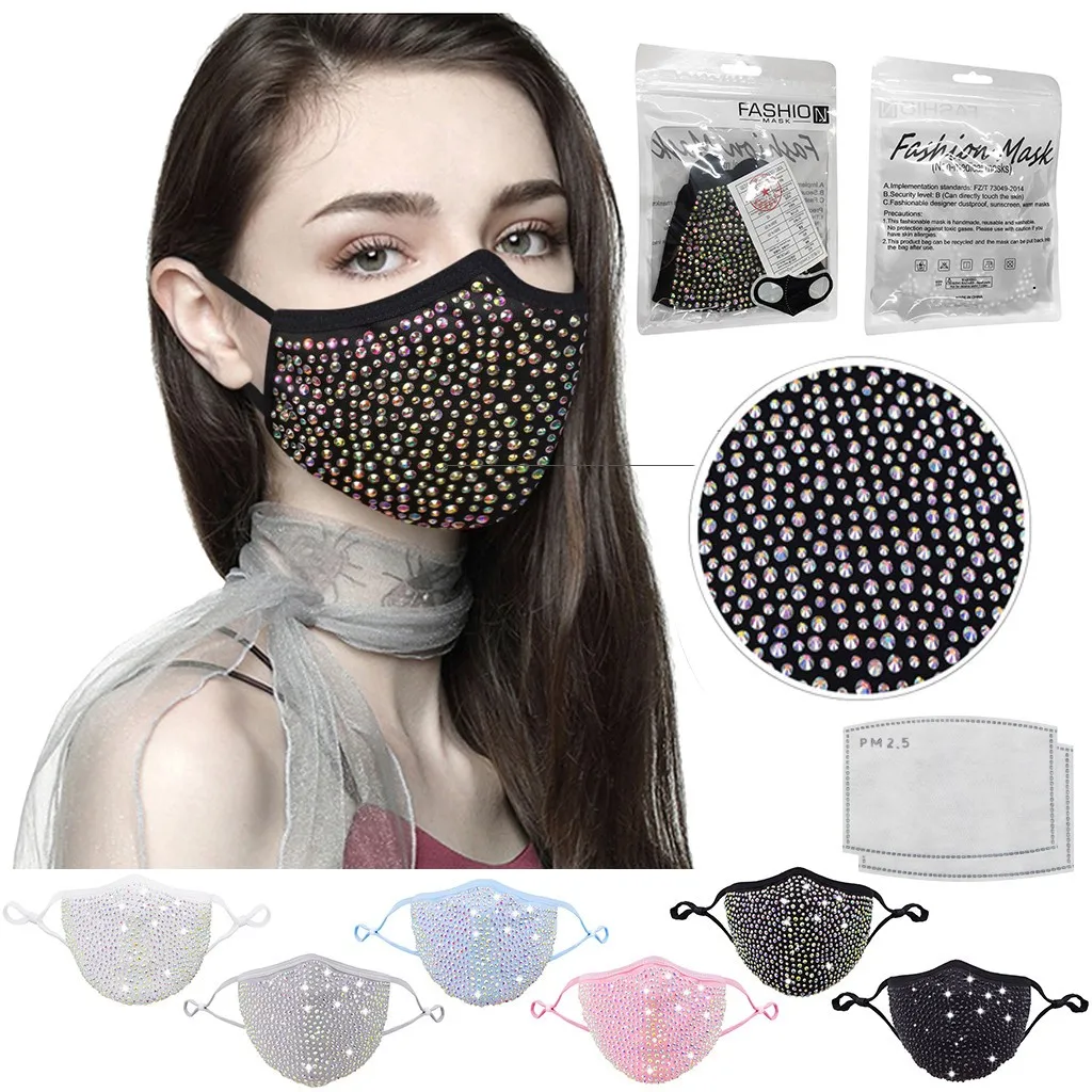 

Adult Fashion Reusable Diamond Windproof Mask For Women Fashionable And High-End Design For Women'S Luxurious Face Masks